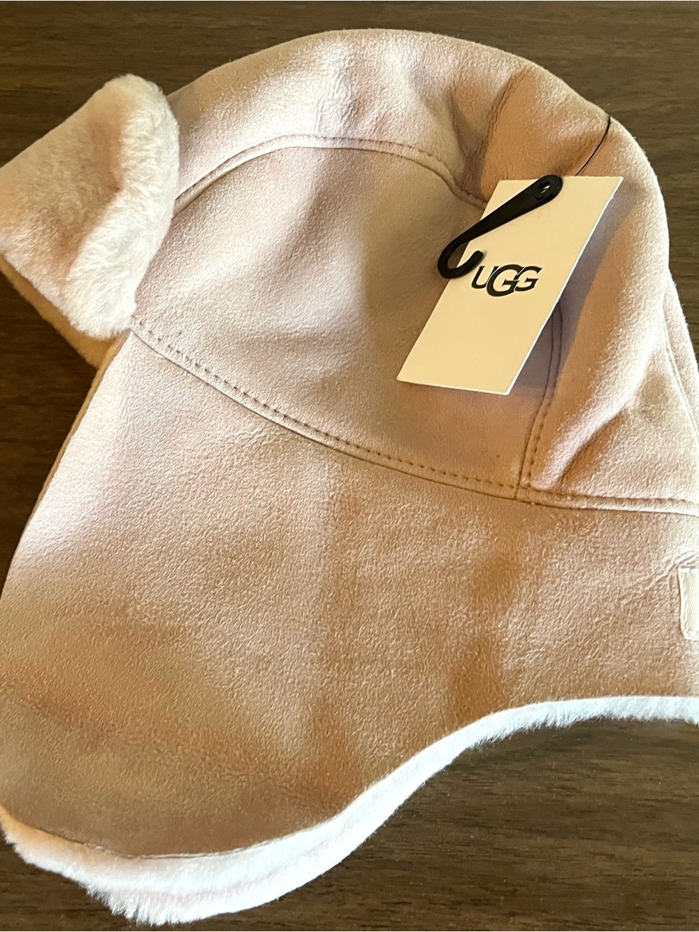 UGG Plush Shearling Trapper Hat in Blush Pink